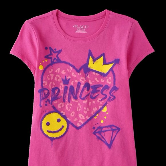Pre-loved The Children's Place Princess Graphic Short Sleeve T-shirt XL 14 - Picture 2 of 7